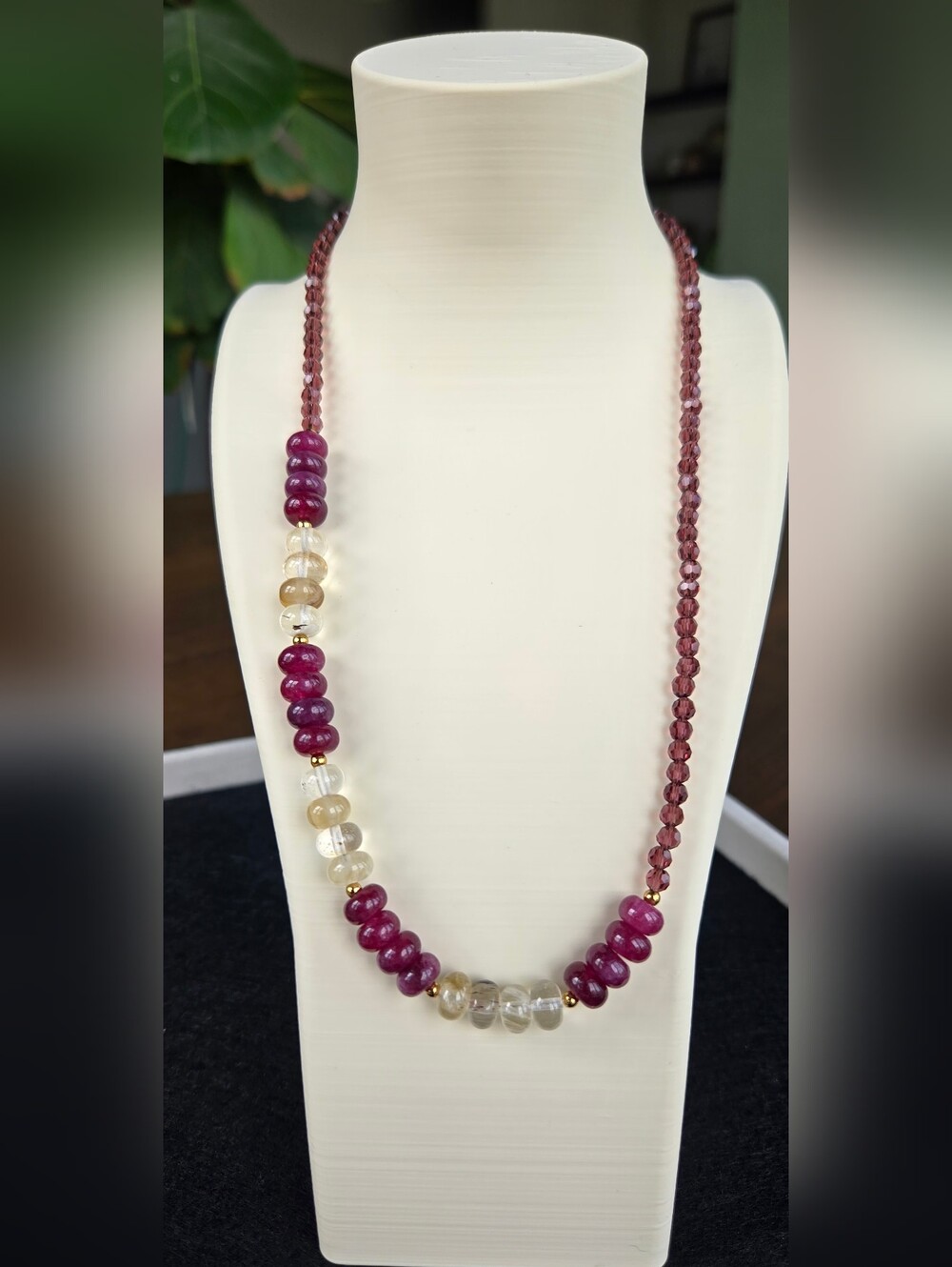 Handcrafted Semi-precious And Purple Jade Necklace